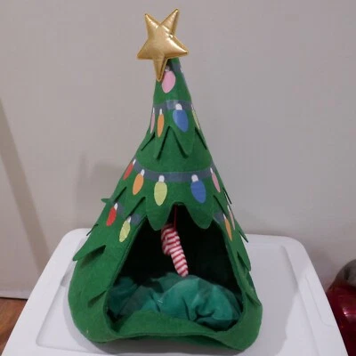 merry makings all spruced up 18” decorative plush christmas tree cat bed - Image 1 of 4