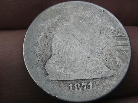 1871 Silver Seated Liberty Quarter- Lowball, Possible S or CC Mintmark? Cover
