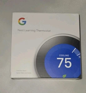 Google Nest Learning Thermostat - STAINLESS STEEL NEST PRO EDITION - SMART HOME - Picture 1 of 6