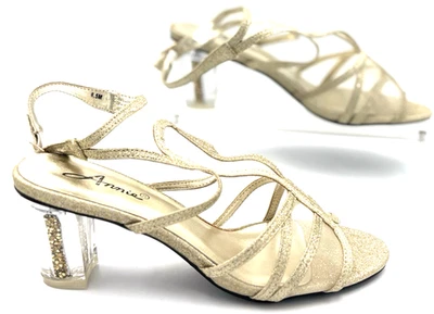 GLITTER Shakeable Wedge Annie Shoes transparent Open Toe Heels Shoes Size 8.5 - image 1 of 4