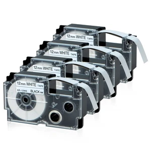Compatible con Casio XR-12WE Cinta Etiqueta Negra sobre Blanca para EZ KL-60 12MM 4PK - Imagen 1 de 11