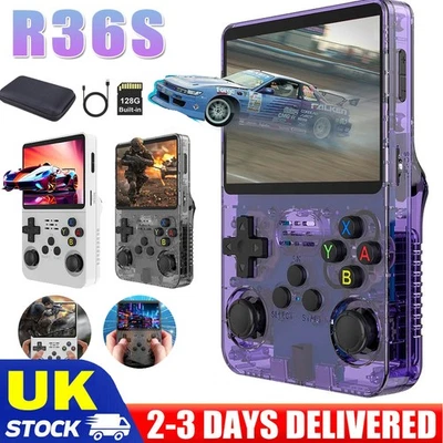 128g R36s Retro Handheld Video Game Console Linux System 3.5 Inch Ips Screen