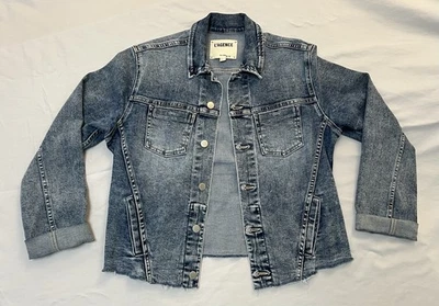 Chaqueta vaquera de mezclilla L’AGENCE Janelle dobladillo crudo clásica boho occidental para mujer XL Foto 1 de 4