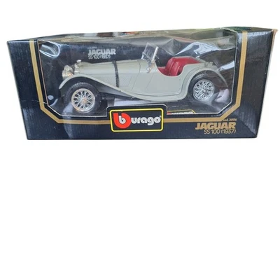 Burago 1937 Jaguar SS 100 plata diecast metal modelo 1:18 Foto 1 de 3