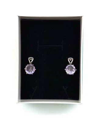 Vintage 925 Sterling Silver Earrings with Amethyst - Image 1 of 3