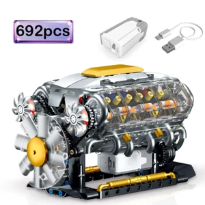 MOC Technik Motor V8 Accionado Eléctricamente Modelo Coche Bloques de Construcción Conjunto Creativo - Imagen 1 de 13
