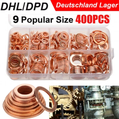 400 Kupferringe Dichtring Ringe Sortiment Set Kupfer Dichtungen Ölablaßschrauben - Bild 1 von 4