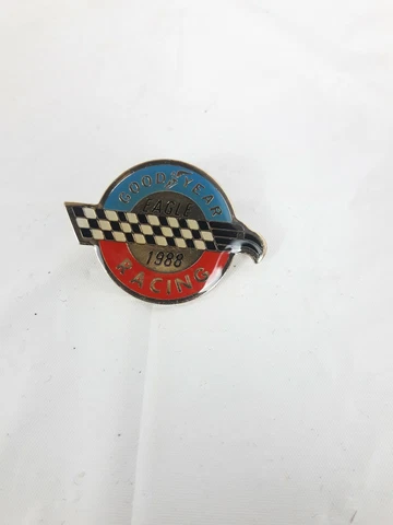 1988 Goodyear Eagle Racing Lapel Hat Pin - Checkered Flag Sponsor Enameled Cover