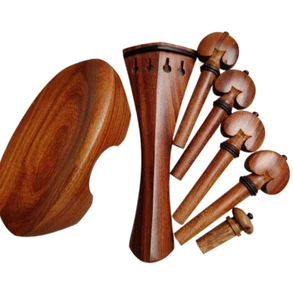 New 4/4 Violin Fittings Parts,Rosewood Violin Pegs/Chin rest/Taipiece/Endpin - Picture 1 of 3