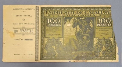 Bono De Emprestito De Catalunya-100 Pesetas -1925 - Image 1 of 2
