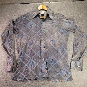 Vintage 1970s Small ANDY NEW YORK Disco Shirt! Acetate Nylon Boogie Hipster - Picture 1 of 9