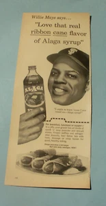 1950's Willie Mays ALAGA SYRUP Baseball 5 x 13" Ad San Francisco Giants 2 of 3 - Picture 1 of 1