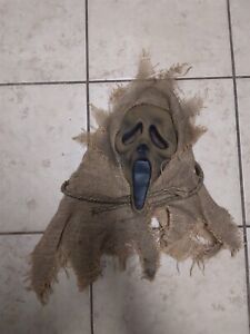 Scary Movie Smiley Ghost Face With Shroud Costume Mask With flaws NWT 