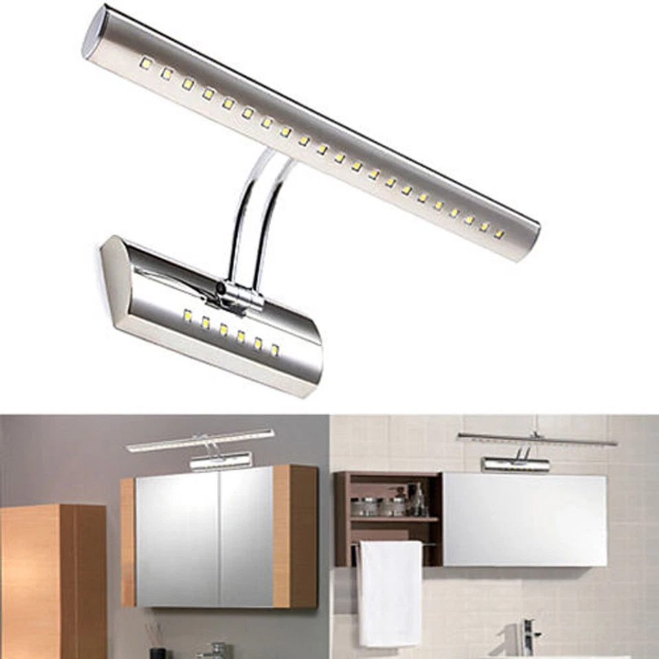 APPLIQUE LAMPADA DA PARETE MURO SPECCHIO BAGNO 27 LED 5050 LUCE CALDA CROMATO - Immagine 1 di 3