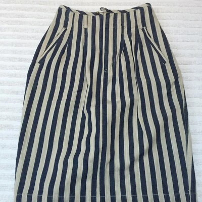 Falda lápiz plisada hasta la rodilla a rayas azul marino y blanco Esprit Sport talla 5 Foto 1 de 4