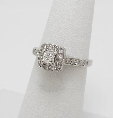 Vintage Style 1/2CT Natural Diamond Engagement Wedding Ring 14K White Gold Band - Image 1 of 4