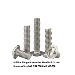 M1 M2 M3 M4-M6 304 Stainless Steel Phillips Flanged Button Pan Head Bolts Screws - Picture 1 of 7