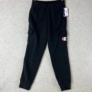 Champion Pull On Cargo Fleece Sweatpants Boys XS Classic Logo Black - Picture 1 of 11