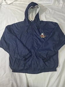 VTG Disney Store Navy Mickey Mouse Embroidered Hooded Zip Bomber Jacket Men XL - Picture 1 of 24