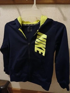 Nike Hoodie Dri Fit Size 7 boys navy Blue Full Zip Sweatshirt Boys - Picture 1 of 3