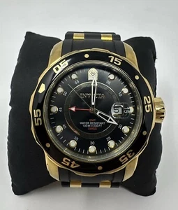 Invicta Men's Pro Diver GMT Black Dial Black Poly & Gold Steel Watch 6991 - Picture 1 of 7