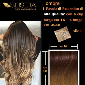 Hair Extension Clip Capelli Veri colori Ombre SEISETA Fascia 4 clip Larga 16 cm - Imagen 1 de 5