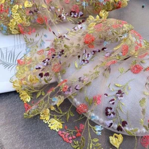 Lace Embroidered Trim Edging Ribbon Mesh Fabric Flower Sewing DIY Wedding Dress - Imagen 1 de 6