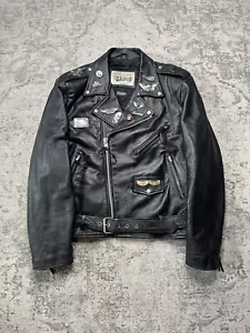 Giacca da moto vintage anni '90 Wilsons Open Road in pelle foderata sottile con spille - Foto 1 di 16