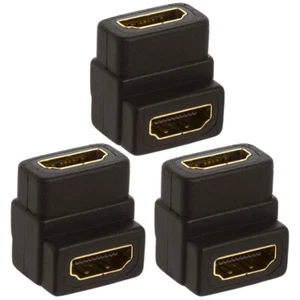 3 Pcs HDMI Right Angle 90 Degree Coupler Adapter Extender Connector Joiner Gold - Picture 1 of 4