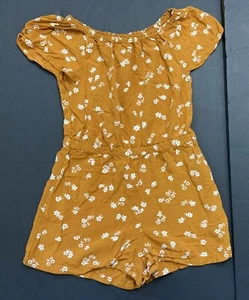 Girl's Old Navy Burnt Yellow Floral Romper Size 6-7 EUC - Picture 1 of 3