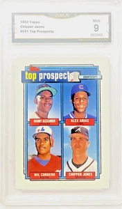 1992 Topps #551 Chipper Jones RC GMA 9 - Picture 1 of 2