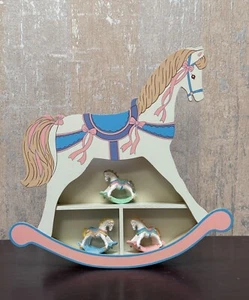 Vtg JSNY Rocking Carousel Horse Wall Hanging Nursery Shelf With 3 Figures - Picture 1 of 5
