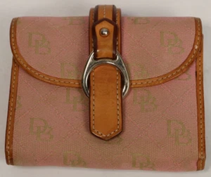 Dooney & Bourke Pink DB Logo Wallet w/ Brown Leather Accents Read Condition - Picture 1 of 13