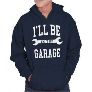 Cool Mechanic I'll Be In the Garage Wrench Youth Boys Hoodie Sweatshirts Kids - Picture 1 of 10