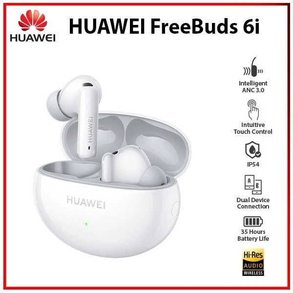 Huawei FreeBuds 6i WHITE Bluetooth Active Noise Cancellation Earphone Earbuds - Image 1 of 4
