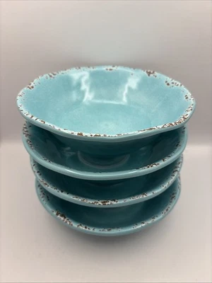 Tommy Bahama Cuencos de Melamina Aqua Crackle Juego de 4 ~ 6.75 Pulgadas Foto 1 de 4