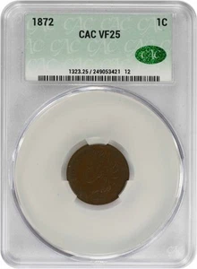 1872 Indian Cent VF25 CACG - Picture 1 of 2