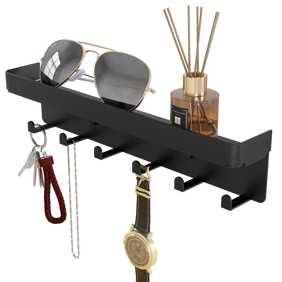 Key Holder for Wall Rustic Key and Mail Organizer 6 Key Hooks with Shelf Small - Image 1 of 4