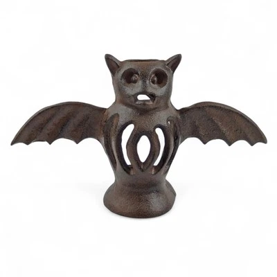 Rustic Cast Iron Bat Candle Holder – Halloween Home 10" Decor w/ Free LED Candle - Image 1 of 4