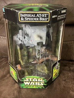 2001 Star Wars Power of the Jedi Imperial AT-ST & Speeder Bike Paploo TOTALMENTE NUEVO Foto 1 de 4