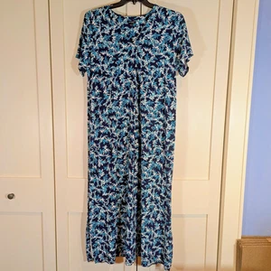 J Jill Wearever Short Sleeve V-Neck Floral Maxi Dress Size L Pockets NWOT - Picture 1 of 8