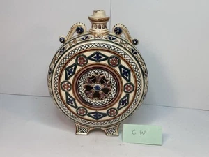 Base de lámpara de frasco lunar Continental Pottery Mettlach Zslonay rara antigua sin marca - Imagen 1 de 6
