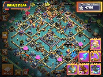 TH18 Great Base ⚔️ 100-105-90-77-50 Max Queen 🔥 26 Equipment Maxed 💎4.5K Gems - Image 1 of 4