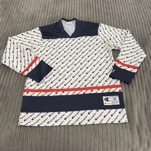 Champion Hockey Jersey Mens M White All Over Print Mesh Streetwear Retro Y2K - Picture 1 of 13