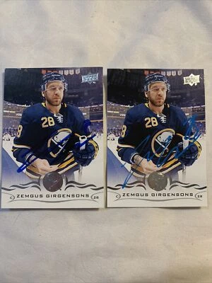 2018-19 UPPER DECK ZEMGUS GIRGENSONS BUFFALO SABRES #22 autographed signed (2) - Image 1 of 3