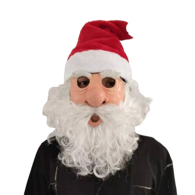 Christmas Santa Claus Latex Mask with Full Set Beard Red Cap for Party Xmas - Image 1 of 4