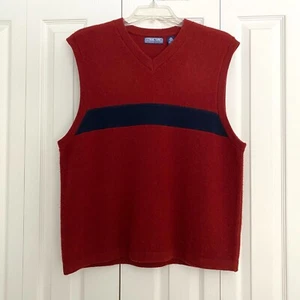 Vintage Structure Shetland Wool Vest Preppy Burgundy Navy Blue Size XL Hong Kong - Picture 1 of 9