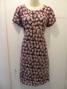 White Stuff? Size 14 short sleeve dress fit n flare plum purple lined abstract - Picture 1 of 9