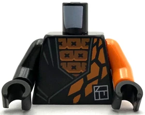 Lego New Black Minifig Torso Tunic Orange Squares Stone Scales Ninjago Logo Cole - Picture 1 of 2