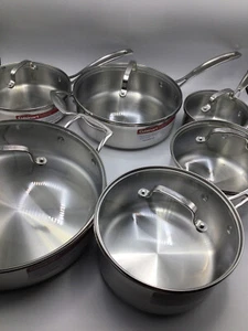 CUISINART BRUSHED STEEL 14 PC COOKWARE SET - Picture 1 of 6